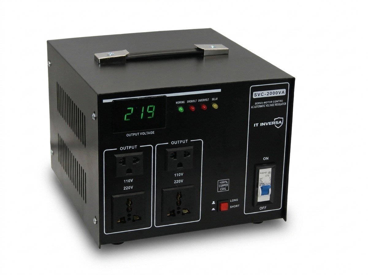 Estabilizador de Voltaje Automático Dual-Voltaje 2KVA in: Out: